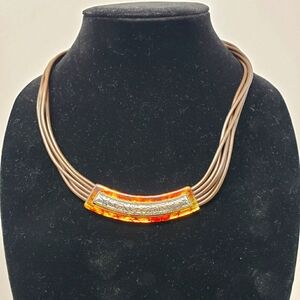 Ladies 18" Brown Cord Necklace With Silver Accents